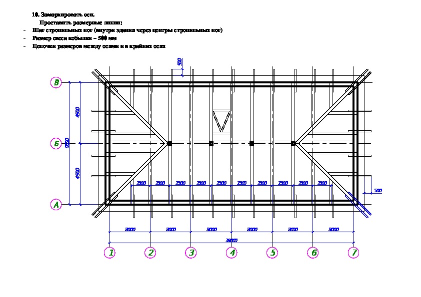 План двускатной кровли чертеж